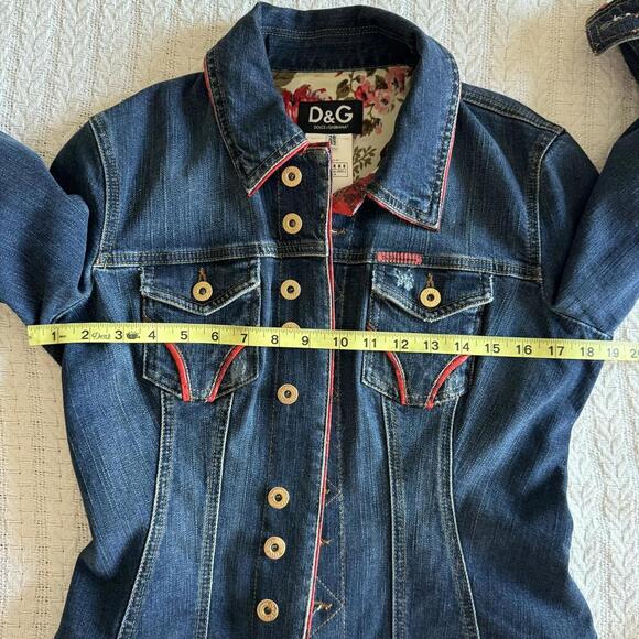 Authentic D&G Dolce and Gabbana Denim Jacket with Floral Lining Size 42 - Picture 8 of 12